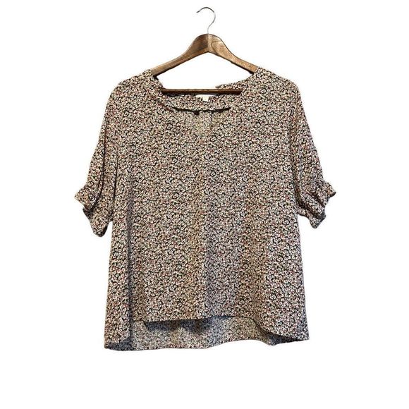 Böhme Floral Print Blouse Top Ruffle Sleeve‎ Casual Lightweight - Picture 1 of 5